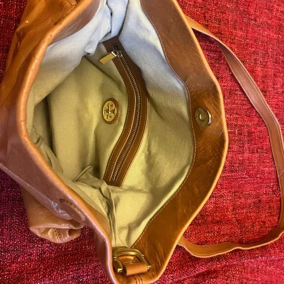Tory Burch Tan Leather Foldover Bag - Picture 8 of 13